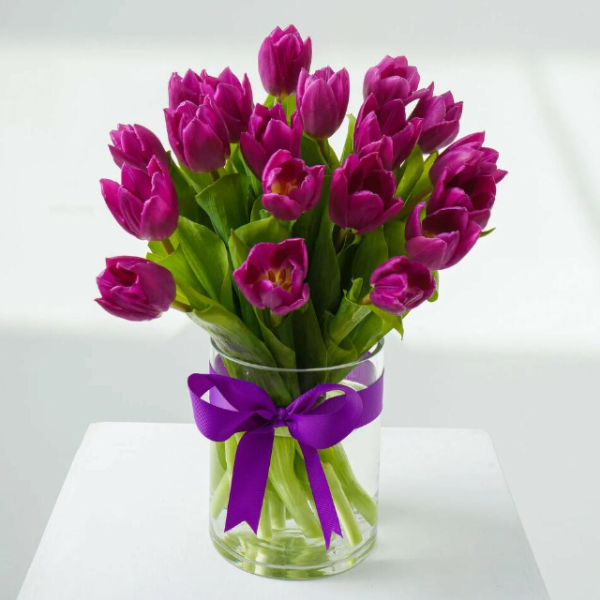 18 Purple Tulip Arrangement