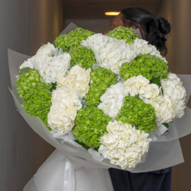 White And Green Hydrangea Bouquet